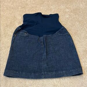 Mimi Maternity Denim Maternity Mini Skirt with Navy Waistband - Size M